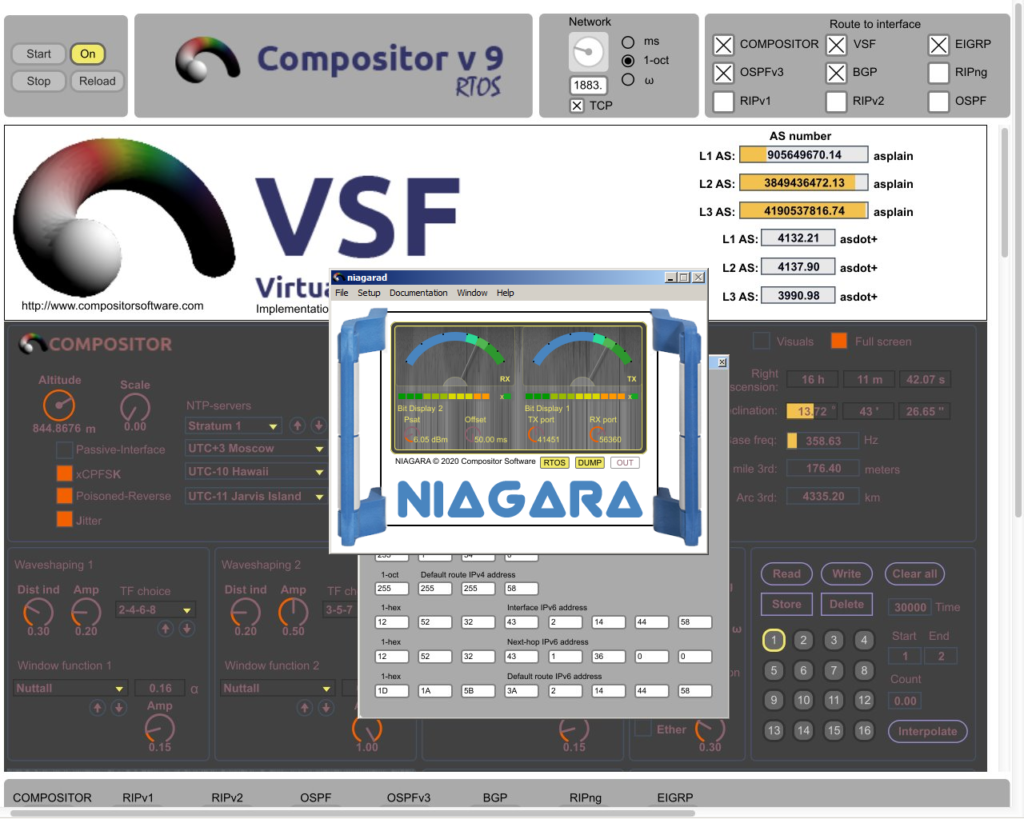 Niagara 18 software modem in front of Compositor RTOS 9.0.2 a12
